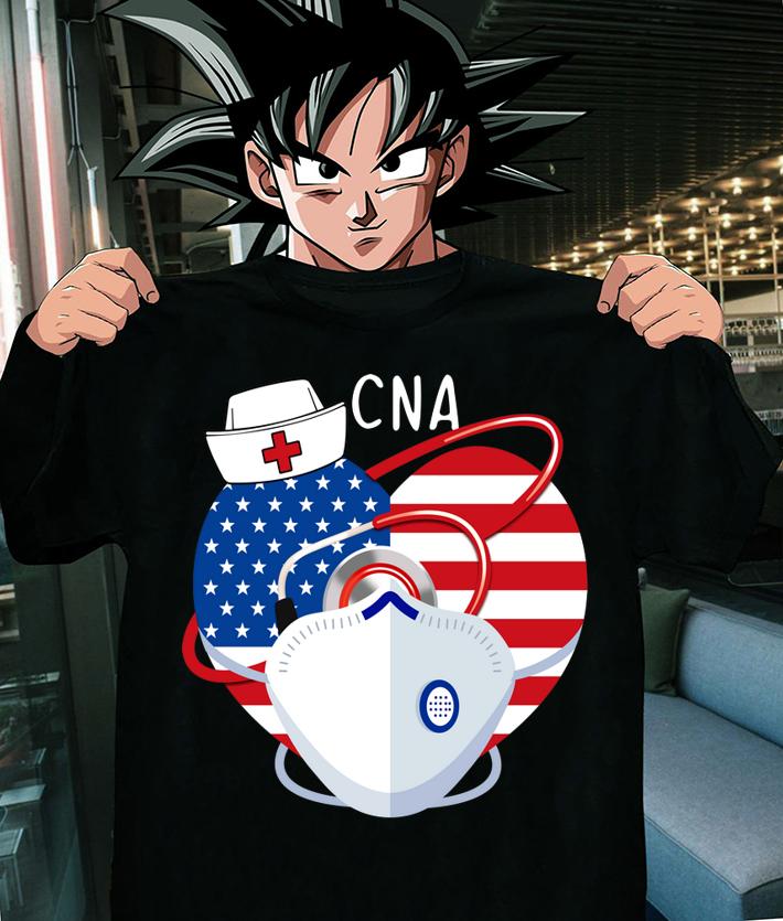 CNA American Flag Nurse Heart Mask Stethoscope t-shirt shirt