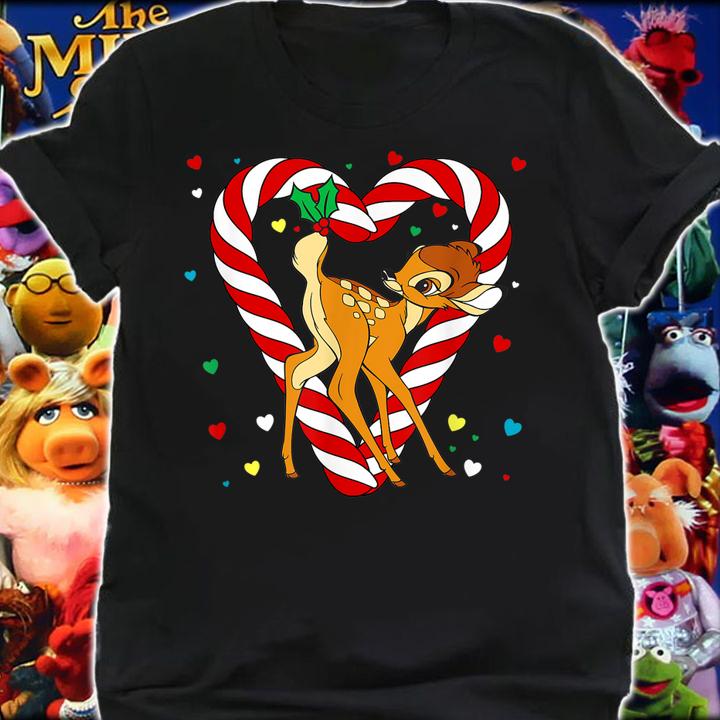 Disney Bambi Candy Cane Christmas t-shirt shirt