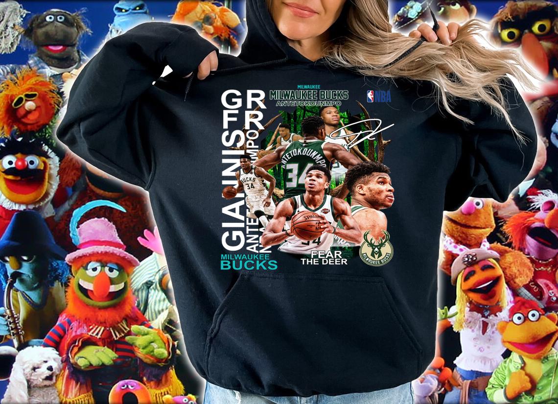 NBA Milwaukee Bucks 34 Giannis Antetokounmpo Fear The Deer Signature t-shirt hoodie