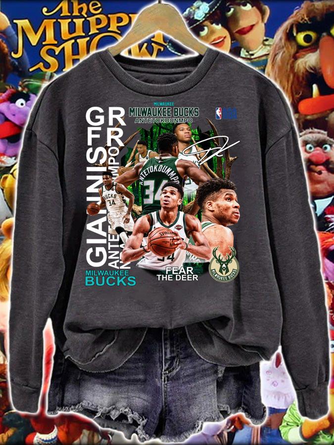 NBA Milwaukee Bucks 34 Giannis Antetokounmpo Fear The Deer Signature t-shirt sweatshirt