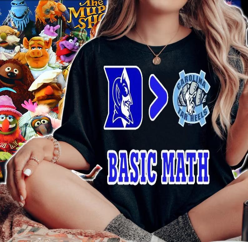 Duke Blue Devils greater than Carolina Tar Heels Basic Math t-shirt woman shirt