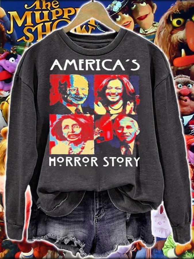 Joe Biden Zombies And Kamala Harris And Elizabeth Warren And Nancy Pelosi America's Horror Story Shirt t-shirt sweatshirt