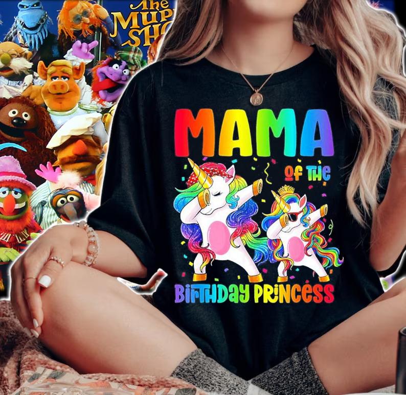 Mama Of The Birthday Girl Dabbing Princess Unicorn Mom T-shirt t-shirt woman shirt