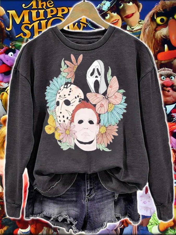 Halloween Scream Jason Michael Myers Horror Movie Floral T-Shirt t-shirt sweatshirt