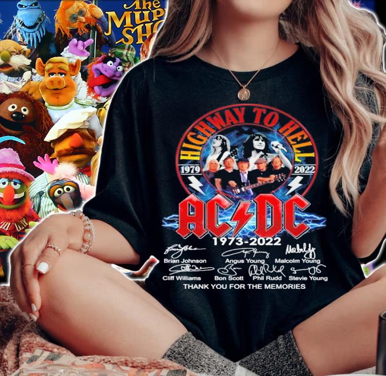 Highway To Hell ACDC 1973-2022 Signatures Thank You For The Memories Shirt t-shirt woman shirt