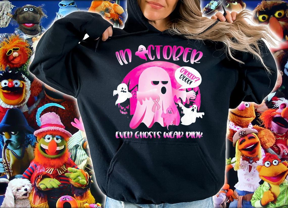 In October We Wear Pink Ghost Boo Breast Cancer Halloween T-Shirt t-shirt