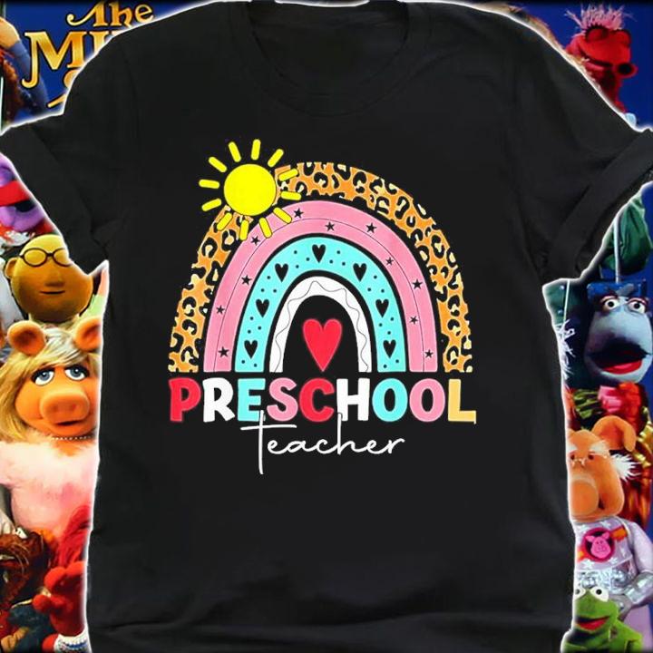 Preschool Teacher Boho Rainbow Leopard Shirt t-shirt shirt