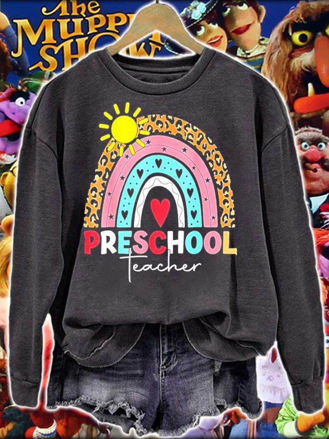 Preschool Teacher Boho Rainbow Leopard Shirt t-shirt sweatshirt
