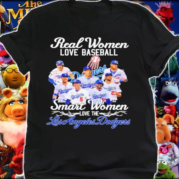 Real Women Love Baseball Smart Women Love The Los Angeles Dodgers Signatures Shirt t-shirt shirt