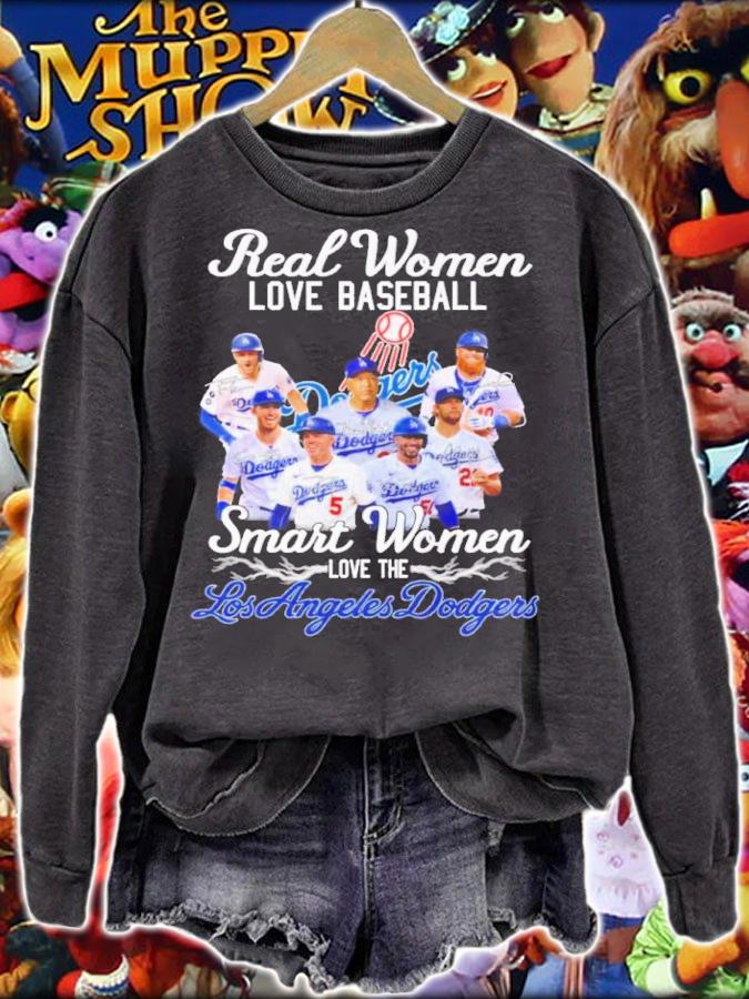 Real Women Love Baseball Smart Women Love The Los Angeles Dodgers Signatures Shirt t-shirt sweatshirt