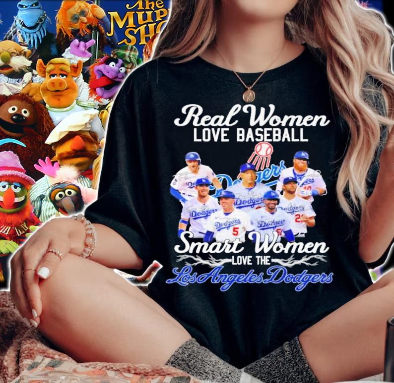 Real Women Love Baseball Smart Women Love The Los Angeles Dodgers Signatures Shirt t-shirt woman shirt