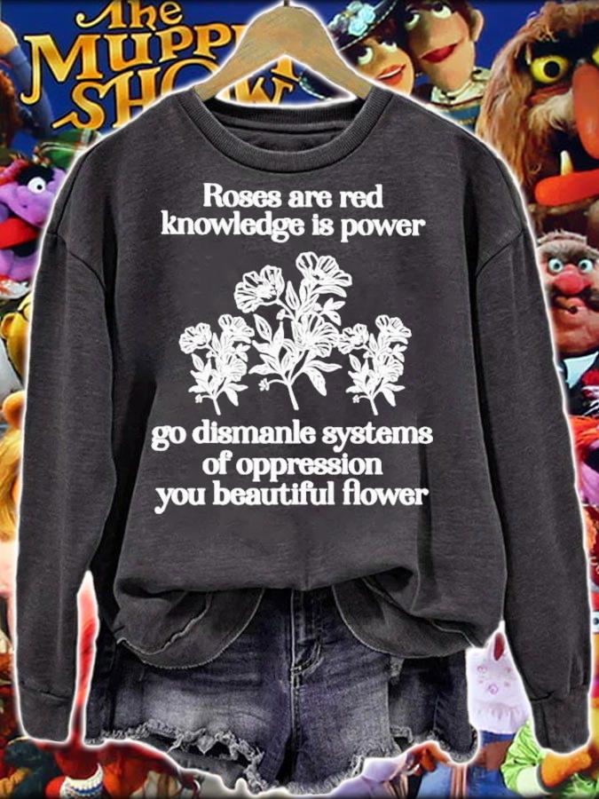 Roses Are Red Knowledge Is Power Go Dismanle Systems T-Shirt t-shirt