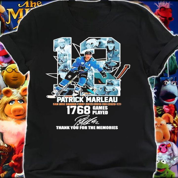 12 Patrick Marleau San Jose Sharks 1997 2022 Thank You For The Memories Signature T-Shirt t-shirt