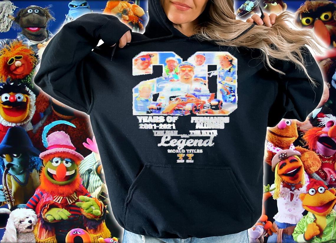 20 years of Fernando Alonso 2001 2021 the man the myth the legend shirt t-shirt hoodie