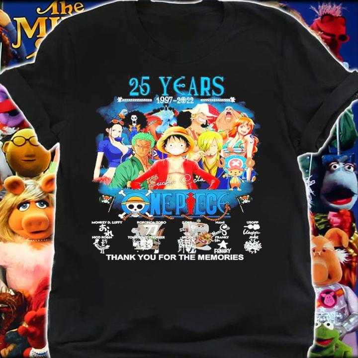 25 Years 1997-2022 Eiichiro Oda One Piece Signatures Thank You For The Memories Shirt t-shirt
