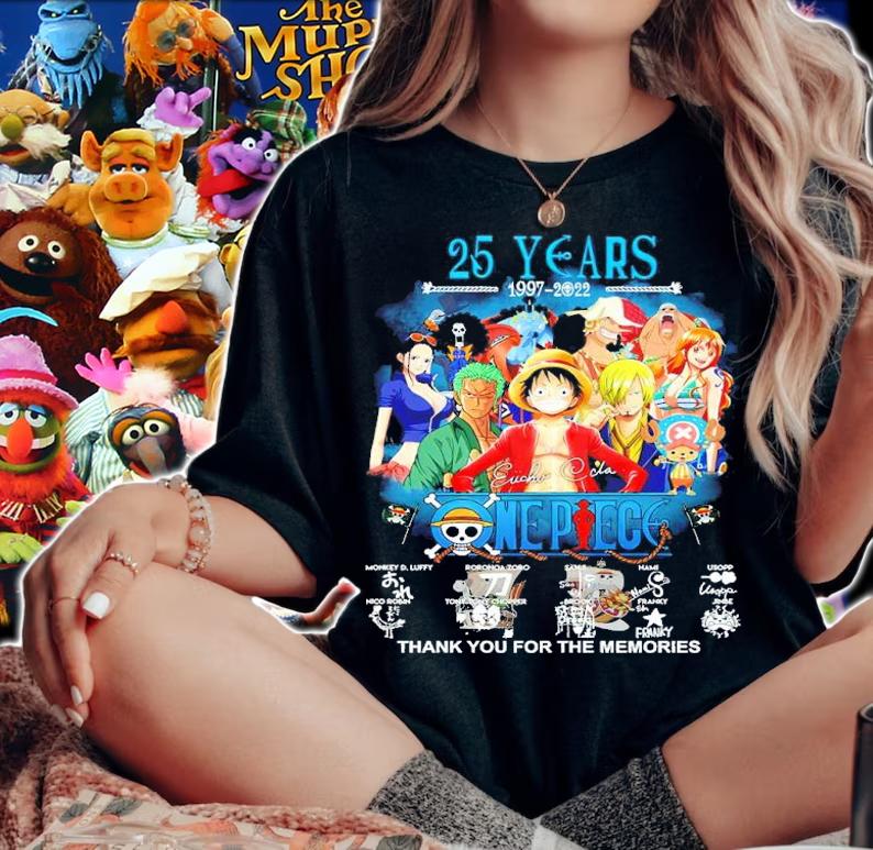 25 Years 1997-2022 Eiichiro Oda One Piece Signatures Thank You For The Memories Shirt t-shirt