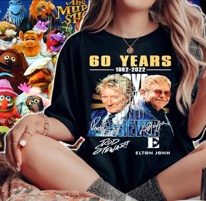 60 Years 1962-2022 Rod Stewart Elton John Love Now And Forever Signatures Shirt t-shirt