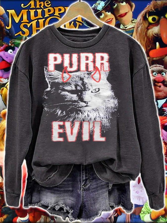 Alternative Clothes Aesthetic Goth Women Cat Purr Evil Shirt t-shirt