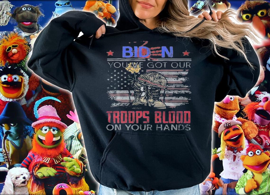 Biden You've Got Our Troops Blood On Your Hands USA Flag t-shirt hoodie