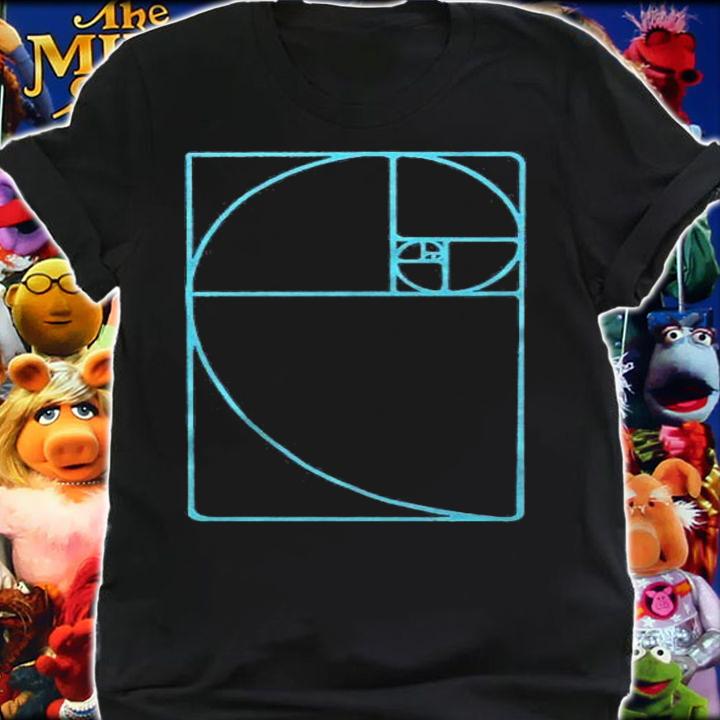 Blue Fibonacci Sequence Golden Ratio Spiral Distressed t-shirt