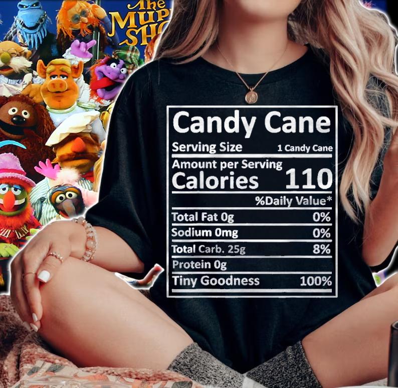 Candy Cane Nutrition Thanksgiving Food Facts Xmas Shirt t-shirt