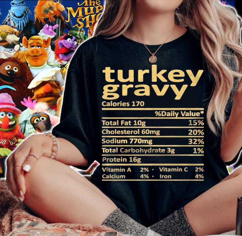 Turkey Gravy Nutrition Thanksgiving Costume Food Christmas Shirt t-shirt woman shirt