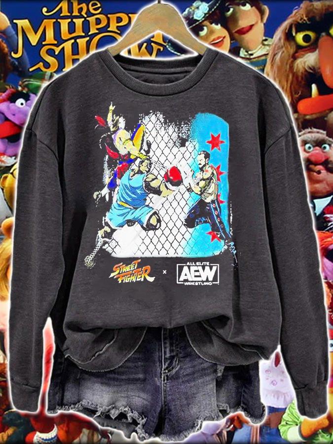 WWE Cm Punk Street Fighter x AEW New York comic T-shirt t-shirt