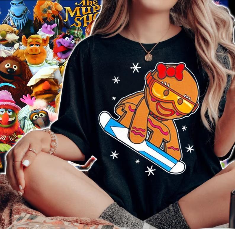 Christmas Snowboarding Gingerbread Girl T-Shirt t-shirt woman shirt
