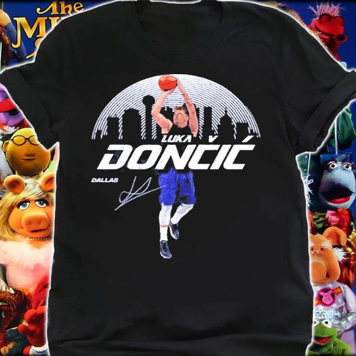 Luka Doncic Dallas Skyline Basketball Signatures Shirt t-shirt shirt