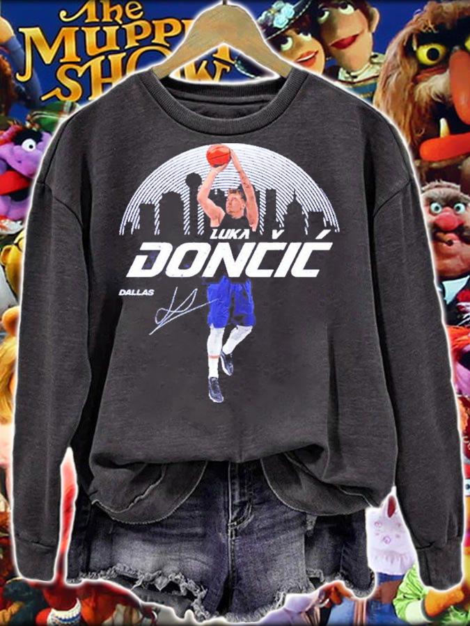 Luka Doncic Dallas Skyline Basketball Signatures Shirt t-shirt sweatshirt
