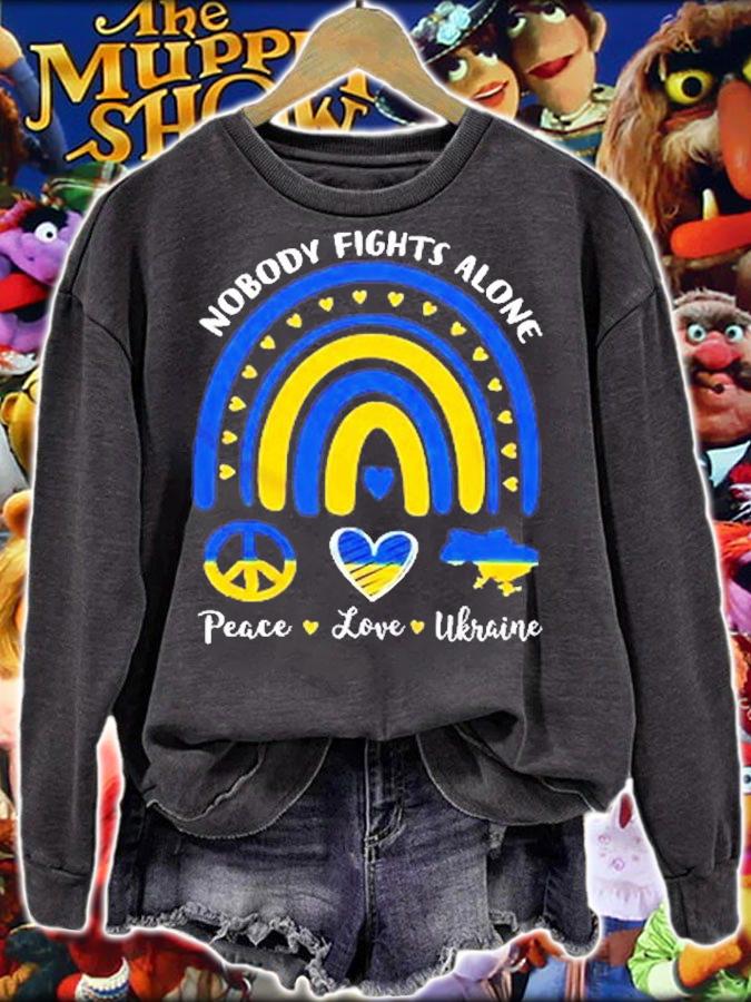 Peace Love Ukraine Nobody Fights Alone T-Shirt t-shirt sweatshirt