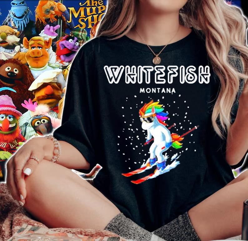 Whitefish Montana  Unicorn Usa Ski Resort 80S Retro Gift T-Shirt t-shirt woman shirt