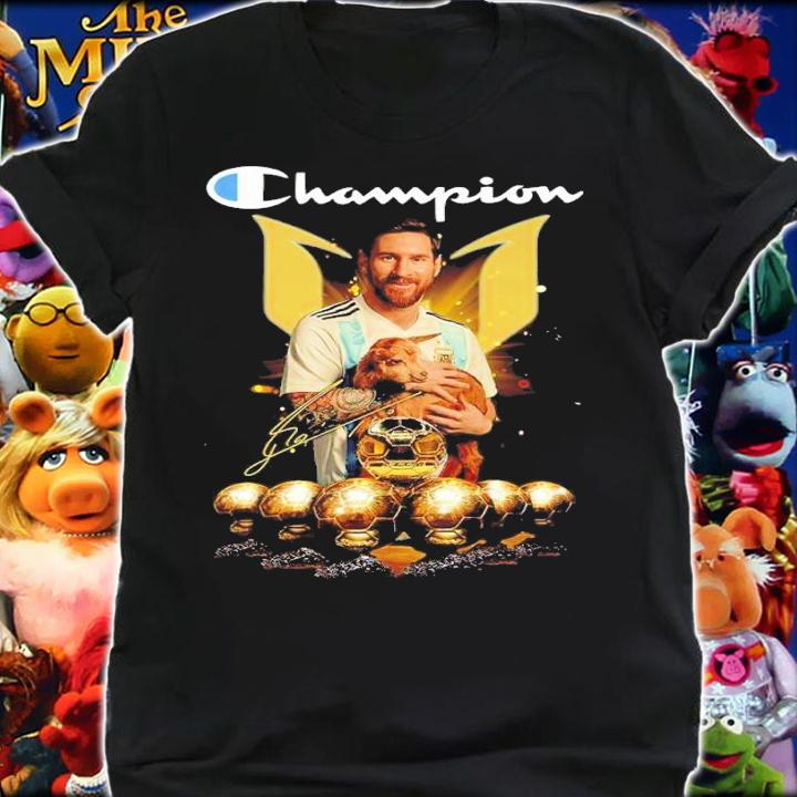 Champion Lionel Messi Golden Ball 7 Signatures Shirt t-shirt