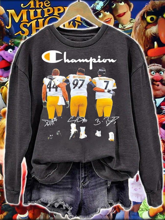 Steelers Champion Derek Watt Vs Cameron Heyward And Ben Roethlisberger Signatures Shirt t-shirt sweatshirt