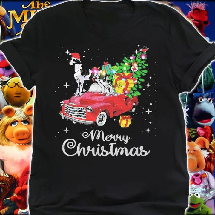 Great Dane Rides Red Truck Christmas Pajama Shirt t-shirt