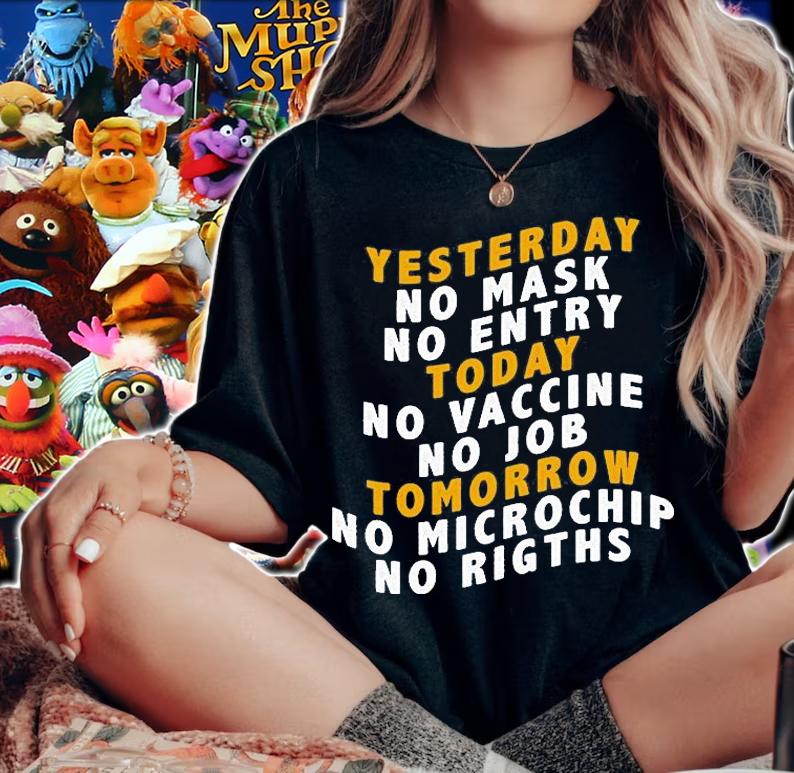 Yesterday No Mask No Entry Today No Vaccine No Job Tomorrow T-Shirt t-shirt
