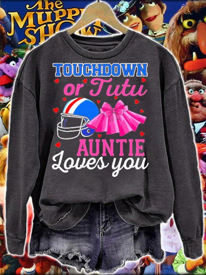 Touchdown Or Tutu Auntie Loves You Football Baby Shower T-Shirt t-shirt sweatshirt