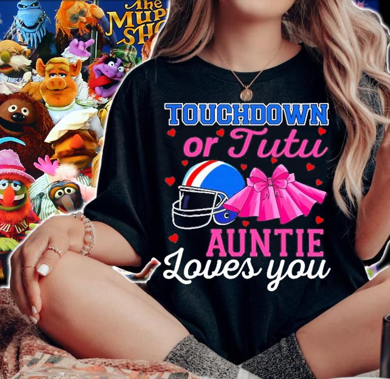 Touchdown Or Tutu Auntie Loves You Football Baby Shower T-Shirt t-shirt woman shirt