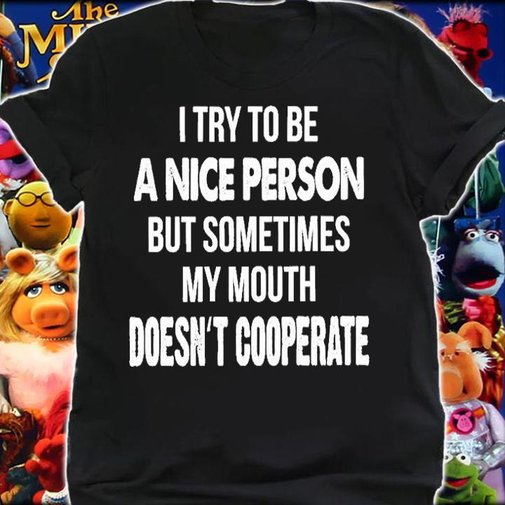 I Try To Be A Nice Person But Sometimes My Mouth Doesnt Cooperate T-Shirt t-shirt