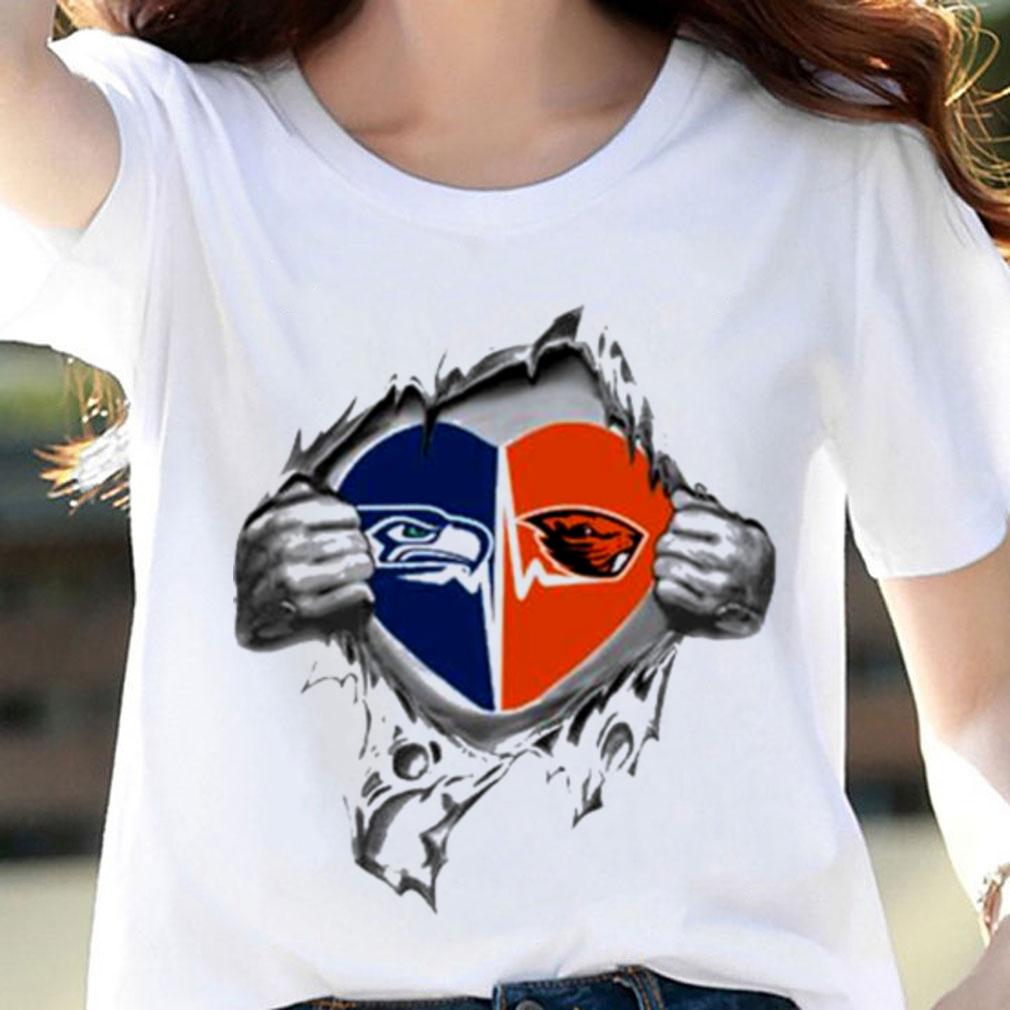 Blood Inside Me Seattle Seahawks And Oregon State Beavers t-shirt