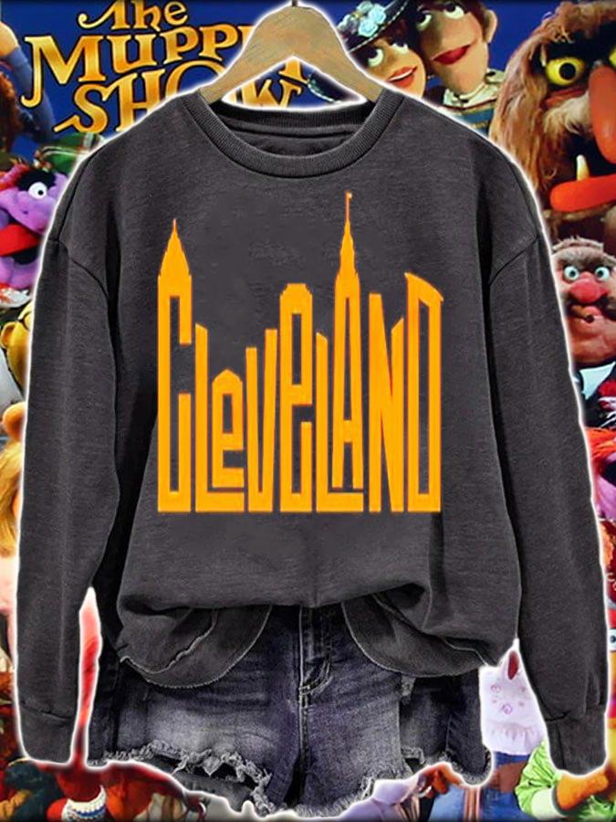 Cleveland Skyline Letters Pullover T-Shirt t-shirt sweatshirt