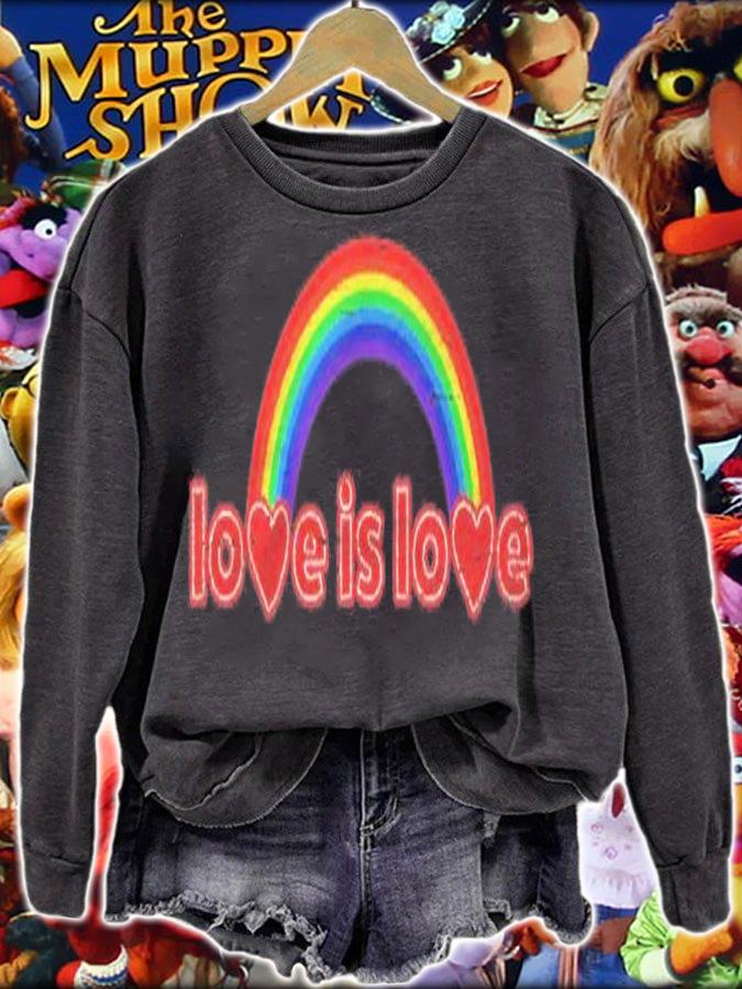 Lgbtq+ Retro Rainbow And Hearts Gay Pride Love Is Love Shirt t-shirt sweatshirt
