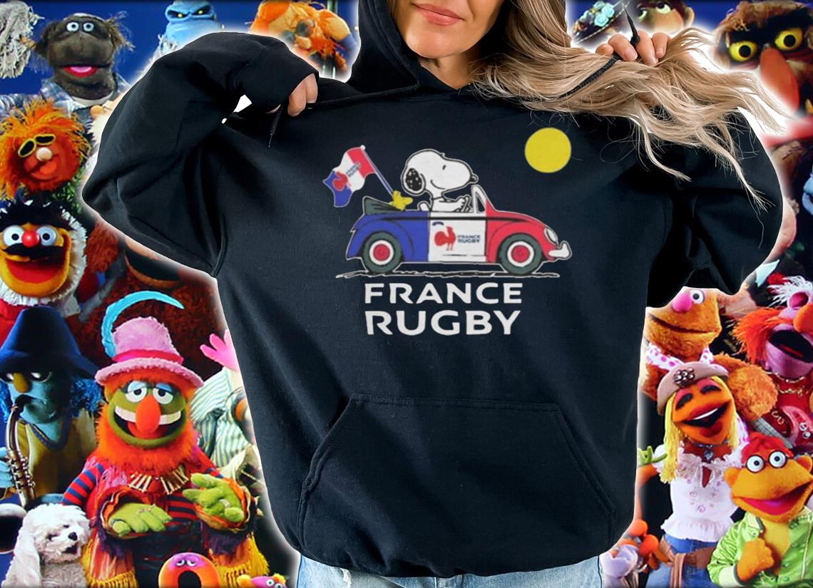 Snoopy And Woodstock Driving Car France Rugby Flag t-shirt hoodie