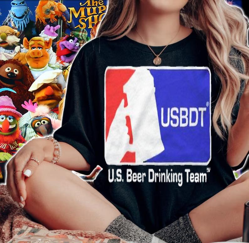 Us beer drinking team logo parody T-shirt t-shirt woman shirt