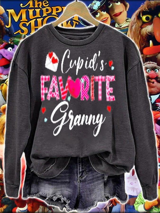 Cupid's Favorite Granny Leopard Plaid Funny Valentine Day t-Shirt sweatshirt