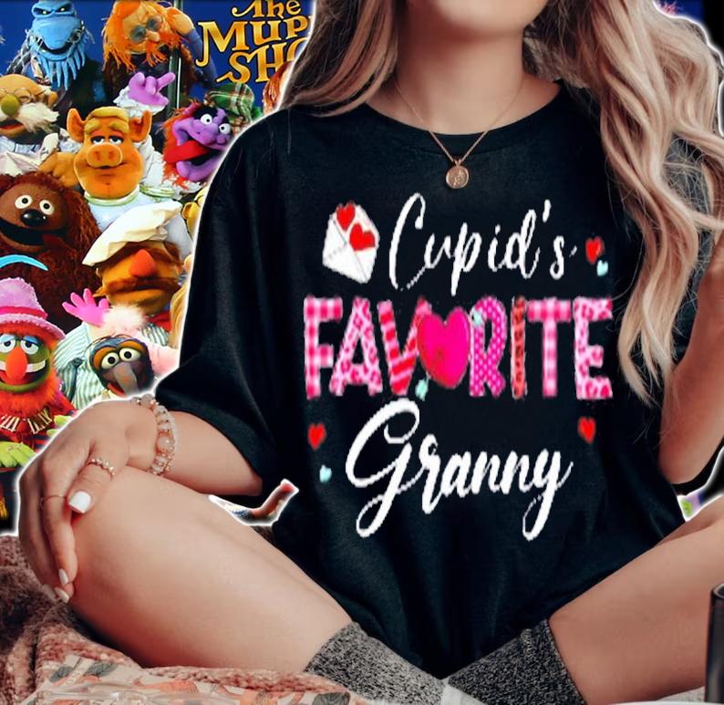 Cupid's Favorite Granny Leopard Plaid Funny Valentine Day t-Shirt woman shirt