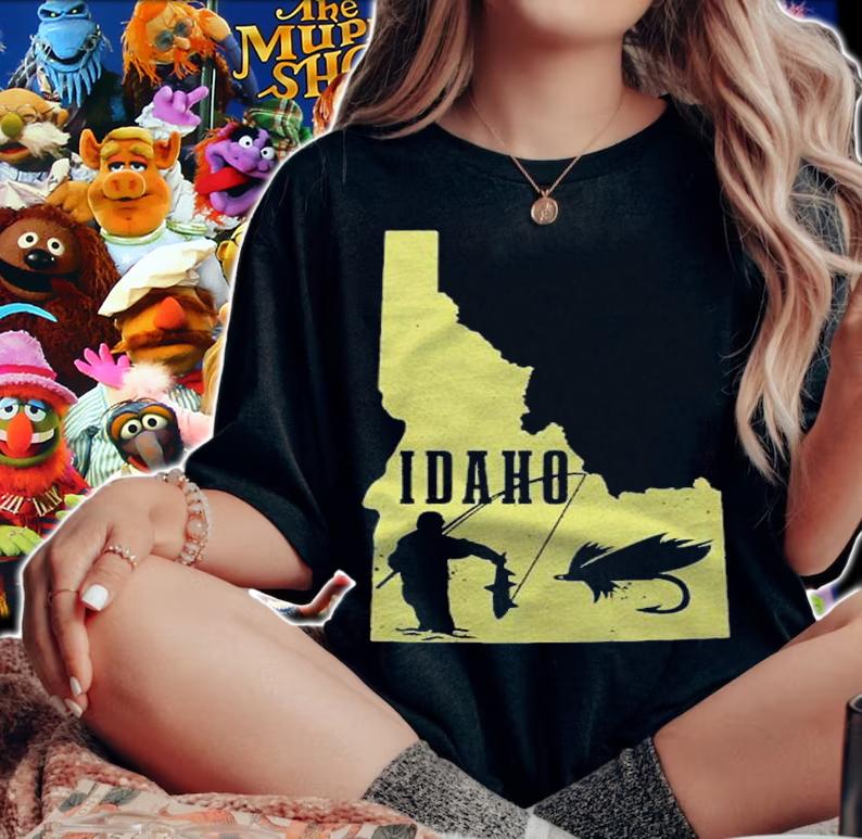 Idaho Fly Fishing Vintage State Map Trout Salmon Fisherman Pullover shirt