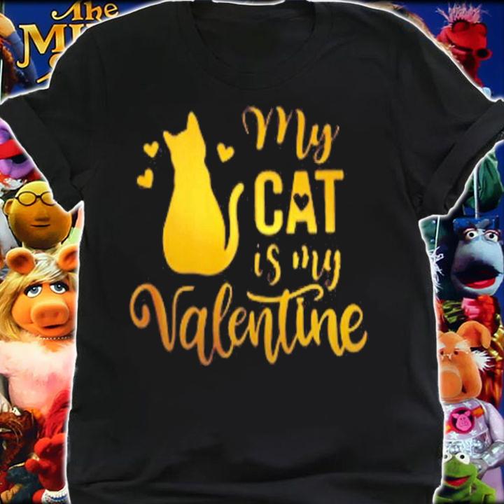 My Cat Is My Valentine Kitten Lover Heart Valentines Day T-Shirt