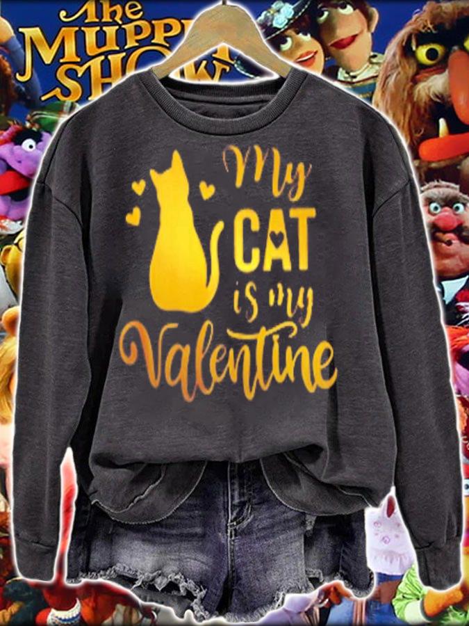 My Cat Is My Valentine Kitten Lover Heart Valentines Day T-Shirt