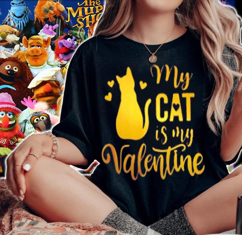 My Cat Is My Valentine Kitten Lover Heart Valentines Day T-Shirt